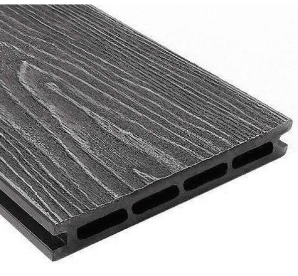 Террасная доска ДПК универсальная шовная с тиснением Антрацит от производителя Holzhof по цене 322 р Террасная доска ДПК универсальная шовная с тиснением Антрацит от производителя Holzhof по цене 322 р