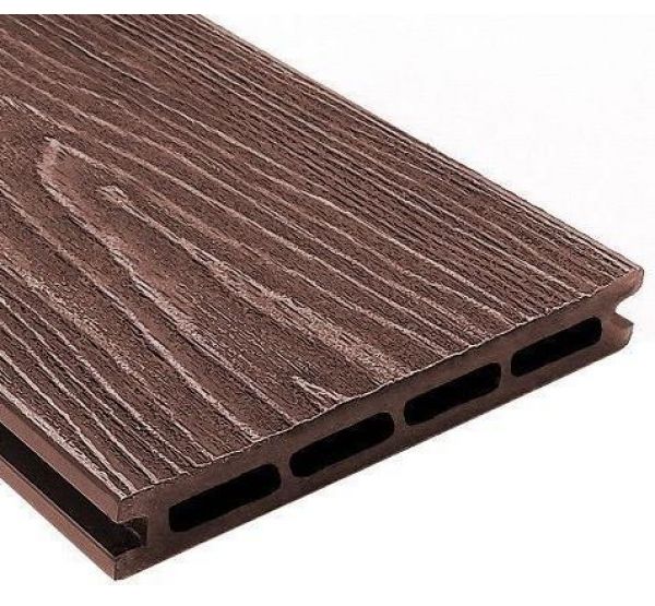 Террасная доска ДПК универсальная шовная с тиснением Коричневый от производителя Holzhof по цене 322 р Террасная доска ДПК универсальная шовная с тиснением Коричневый от производителя Holzhof по цене 322 р