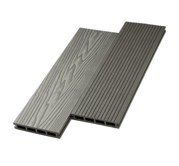 Террасная доска ДПК двусторонняя New 3D тиснение + вельвет Серый от производителя NanoWood по цене 495 р Террасная доска ДПК двусторонняя New 3D тиснение + вельвет Серый от производителя NanoWood по цене 495 р