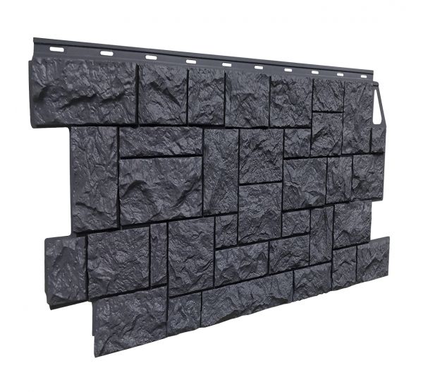 Фасадные панели (цокольный сайдинг) коллекция камень дикий - Асфальт от производителя  Fineber по цене 740 р