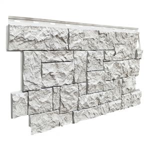 Фасадные панели (цокольный сайдинг) коллекция камень дикий - Мелованный белый от производителя Fineber по цене 740 р Фасадные панели (цокольный сайдинг) коллекция камень дикий - Мелованный белый от производителя Fineber по цене 740 р