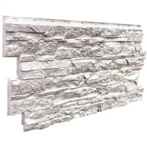 Фасадные панели (цокольный сайдинг) коллекция Скала - Мелованный белый от производителя  Fineber по цене 740 р