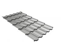 Металлочерепица квинта плюс c 3D резом 0,45 PE RAL 9006 бело-алюминиевый