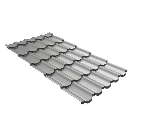 Металлочерепица квинта плюс c 3D резом 0,45 PE RAL 9006 бело-алюминиевый от производителя Grand Line по цене 657 р Металлочерепица квинта плюс c 3D резом 0,45 PE RAL 9006 бело-алюминиевый от производителя Grand Line по цене 657 р