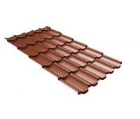 Металлочерепица квинта плюс c 3D резом 0,5 Satin RAL 8004 терракота