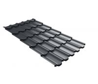 Металлочерепица квинта плюс c 3D резом 0,5 Velur RAL 7024 мокрый асфальт