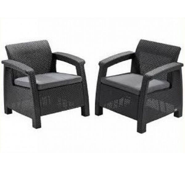 Комплект кресел Corfu Duo Коричневый,серый от производителя Allibert по цене 23 400 р Комплект кресел Corfu Duo Коричневый,серый от производителя Allibert по цене 23 400 р