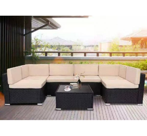 Трансформер-Диван модульный плетеный из иск. ротанга YR822_Black/Beige от производителя  Afina по цене 119 000 р