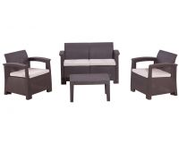Диван и кресла RATTAN Comfort 4 Венге. Подушки бежевые. Диван и кресла RATTAN Comfort 4 Венге. Подушки бежевые.