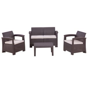 Диван и кресла RATTAN Comfort 4 Венге. Подушки бежевые. от производителя Rattan по цене 35 000 р Диван и кресла RATTAN Comfort 4 Венге. Подушки бежевые. от производителя Rattan по цене 35 000 р