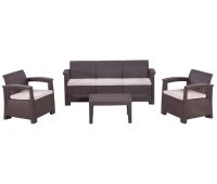 Диван и кресла RATTAN Comfort 5 Венге. Подушки бежевые. Диван и кресла RATTAN Comfort 5 Венге. Подушки бежевые.