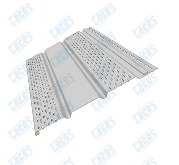 Софит тройной с перфорацией по бокам Белый от производителя  Tecos по цене 525 р